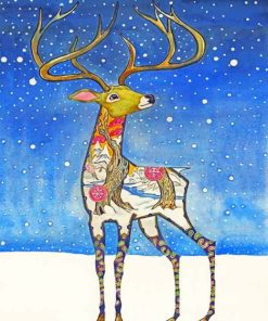 Snowy Deer Stag Paint By Numbers