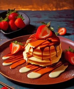 Delicious Strawberry Pancake Paint By Numbers