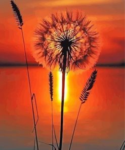 Sunset Dandelion Silhouette Paint By Numbers