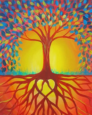 Sunset Roots Tree of Life Paint By Numbers