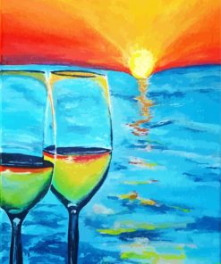 Sunset Wine Glasses Paint By Numbers