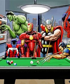 Superheroes Pool Battle Paint By Numbers