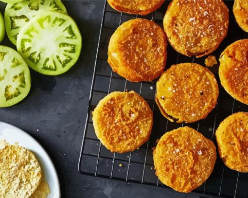 tasty-Fried-green-tomatoes-paint-by-numbers