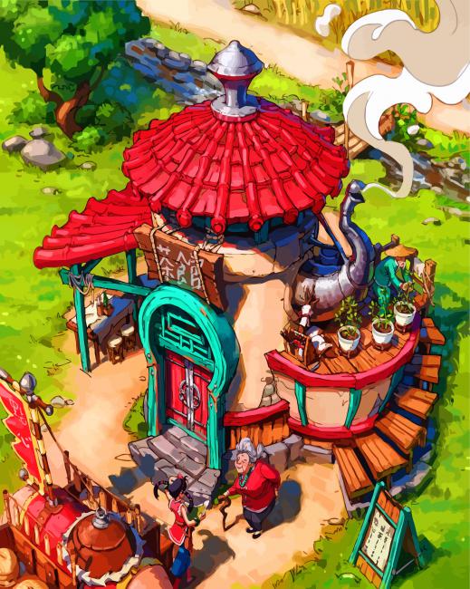 Finalizing Enchanting Fantasy Tea House artwork