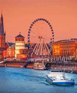 The Rhine River Dusseldorf Scenic Paint By Numbers