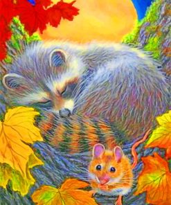 Sleeping Raccoon and Friends Paint By Numbers