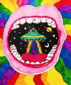 Trippy Rainbow Alien Paint By Numbers