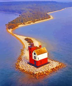 Round Island Lighthouse Paint By Numbers