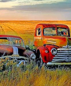 Aesthetic Rusty Cars Paint By Numbers