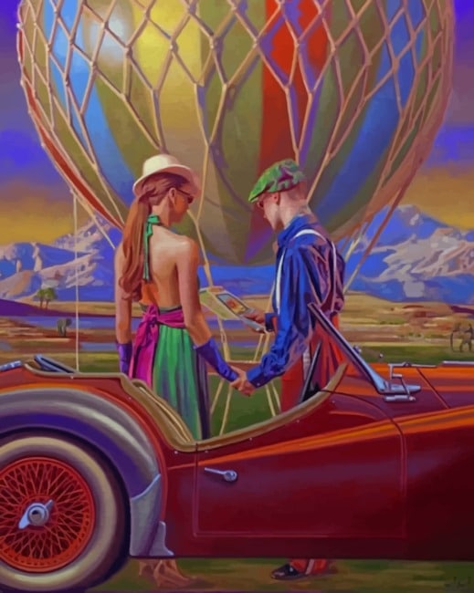 Finalize the Vintage Romance Hot Air Balloon Artwork