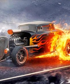 Vintage Flame Cars Paint By Numbers