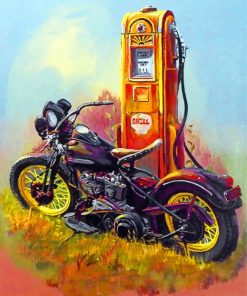 Harley Davidson Vintage Motorbike Paint By Numbers