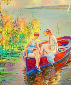 Girl on Boat Vintage Scene Paint By Numbers