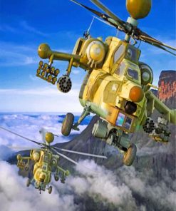 Military Helicopter Engines Paint By Numbers