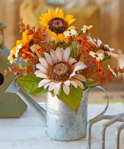 Floral Watering Pail Paint By Numbers