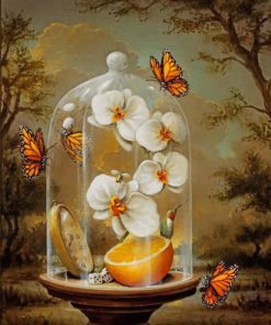 Monarch Butterfly and Orchid Paint By Numbers