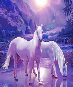 Majestic White Horses Paint By Numbers