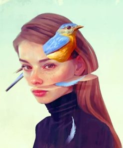 Elegant Woman With Bird Paint By Numbers