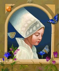 Woman and Butterfly Aesthetic Paint By Numbers