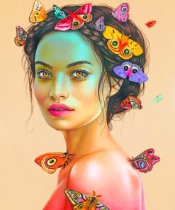 Elegant Woman and Butterflies Paint By Numbers