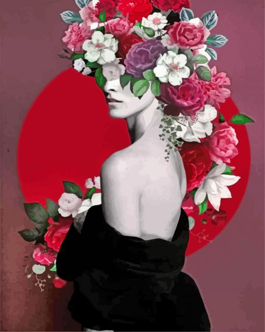 Final touches on Floral Woman Paint By Numbers