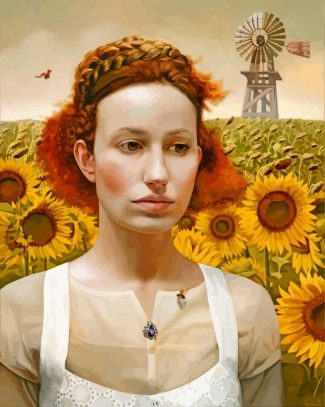 Sunflower Beauty Woman Paint By Numbers