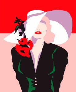 White Sunhat Woman Illustrations Paint By Numbers