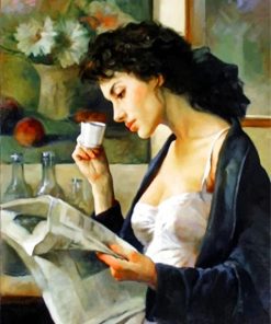 Vintage Woman with Coffee Paint By Numbers