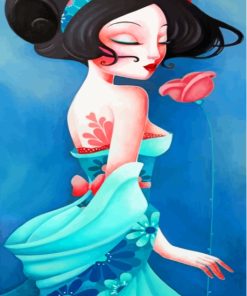 Blue Aesthetic Woman Paint By Numbers