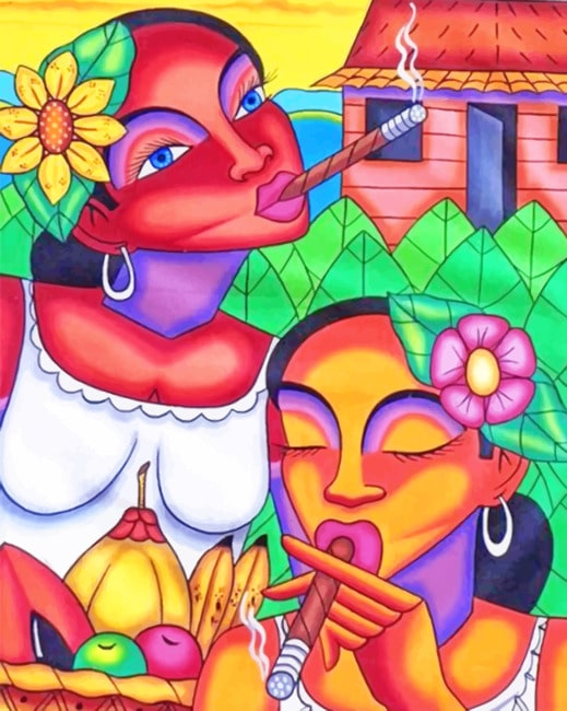 Finalizing Smoking African Women Paint By Numbers artwork