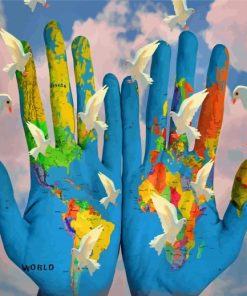 World Hand Map Paint By Numbers