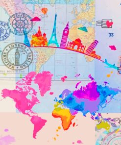 Colorful World Map Paint By Numbers