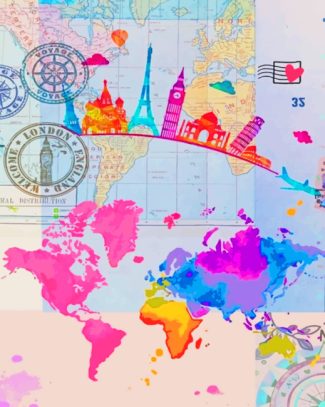 Colorful World Map Paint By Numbers