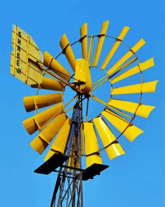 Yellow Windmill Landscape Paint By Numbers