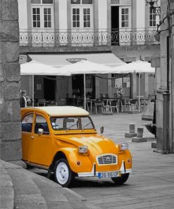 Yellow Vintage Car Paint By Numbers