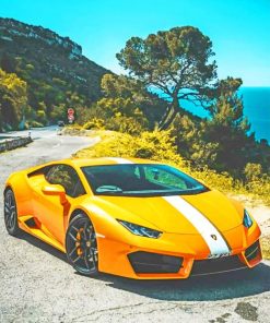 Yellow Lamborghini Engine Paint By Numbers